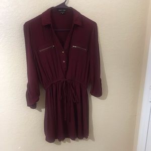 Burgundy Long sleeve midi dress